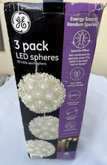 GE 3 PACK SPHERES 50 LEDS IN EACH 5.5" SPHERE, WARM WHITE CHRISTMAS LIGHTS GE - KOEEK