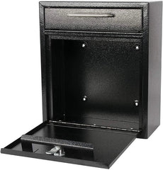 Steel Key Lock Outdoor Mailbox, Locking Wall Mounted Mailbox, Large Black 07FC0E-D4 - KOEEK