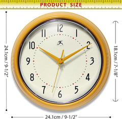 Retro 9''Silent Sweep Non-Ticking Mid Century Modern Kitchen Diner Wall Clock 07FC0E-D4 - KOEEK