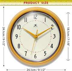 Retro 9''Silent Sweep Non-Ticking Mid Century Modern Kitchen Diner Wall Clock