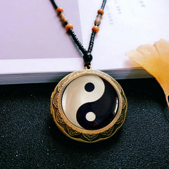 Yin Yang Pendant Necklace Hollow Chinese Taoist Amulet Unisex Large Locket Charm 07FC0E-D4 - KOEEK