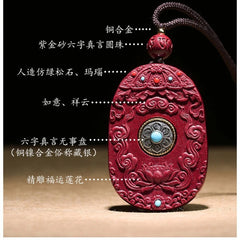 Natural Cinnabar Handcarved Twelve Zodiac Buddha Statue Pendant Amulet Necklace 07FC0E-D4 - KOEEK