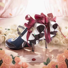 Violet Evergarden Sweet High Heels Shoes Bow Round Toe Mary Jane Shoes Lolita 07FC0E-D4 - KOEEK