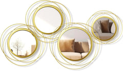 4 Pcs Decorative Wall Mirror Round Mirror Gold Circle Mirror Ring Metal Mirror 07FC0E-D4 - KOEEK