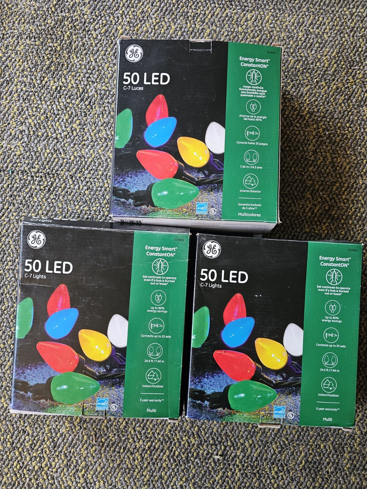 3 Boxes GE Energy Smart 50 LED C7 Christmas String Lights - Multicolor GE - KOEEK