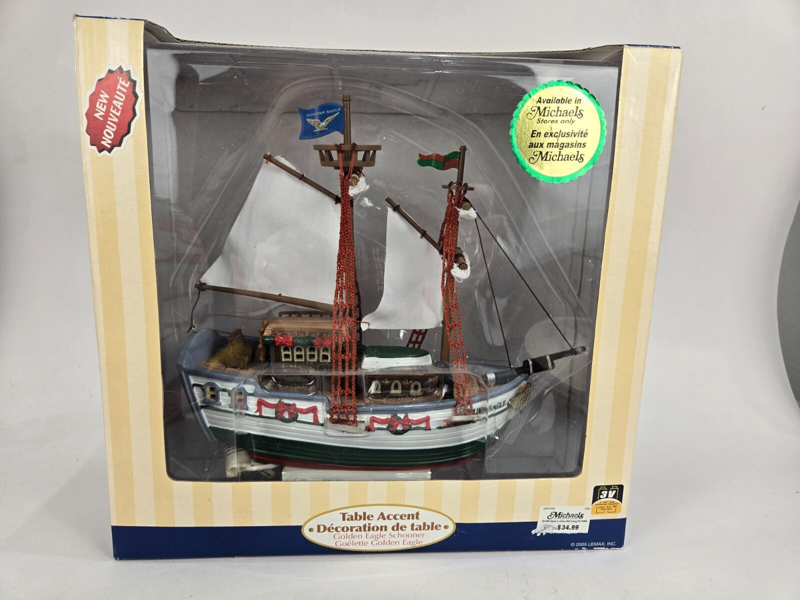 2005 Lemax Village Golden Eagle Schooner Boat Ship 54378CV Lighted Table Accent LEMAX - KOEEK