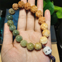 Bodhi Tibetan Buddhist Bracelet Prayer Beads Carve Lotus Bracelet Jewelry 07FC0E-D4 - KOEEK