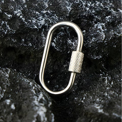 2pcs Mini Climbing Stainless Steel Screw Carabiner Lock Clasp Keychain Clip Hook 07FC0E-D4 - KOEEK