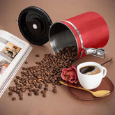 16 Oz Coffee Canister Red, Stainless Steel Airtight Coffee Container, Ground 07FC0E-D4 - KOEEK