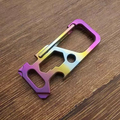 Titanium Alloy Mechanic Key Chain Multi Tools EDC Card Carabiner with Key Ring 07FC0E-D4 - KOEEK