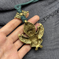 Tibetan Collectible Brass Garuda Bird Pendant Handmade Amulet Necklace 07FC0E-D4 - KOEEK