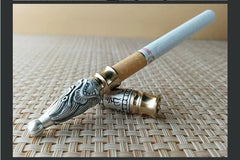Sterling Silver Brass Men Dragon Cigarette Holder with Removable Reusable Filter 07FC0E-D4 - KOEEK