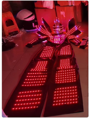 LED Robot Stilt Costume Helmet 7 Color Change DJ Party Performance Glowing Suit 07FC0E-D4 - KOEEK