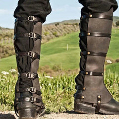 Tradition Men Women Leather Greave Medieval Leg Calf Armor Adjust Shoes Cover 07FC0E-D4 - KOEEK