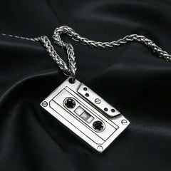 Retro Cassette Tape Necklace Stainless Steel Pendant Chain Rock Jewelry Gift 23" 07FC0E-D4 - KOEEK