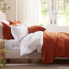 Comforter Set King 3-Piece, Lightweight Burnt Orange/Rust Shams