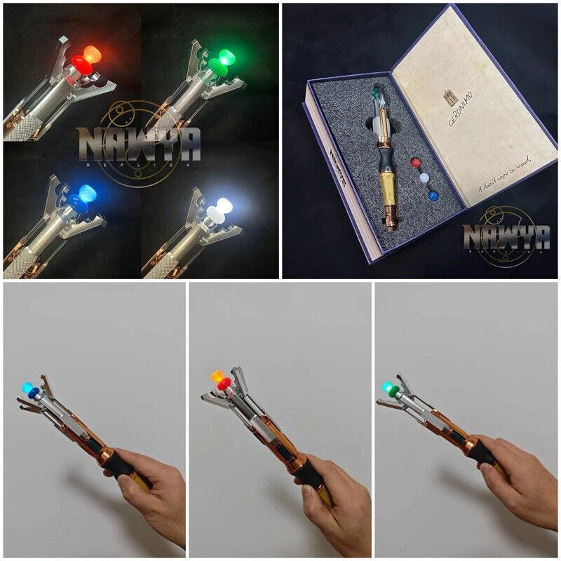 Doctor Who Cosplay 11th Metal Sonic Screwdriver LED Light Colorful Prop Replica 07FC0E-D4 - KOEEK