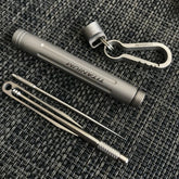 EDC Outdoor Key Titanium TC4 Multi Tools Set Holder Toothpick Tweezers Earpick EDC - KOEEK