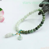 1pc Green Jade Jadeite Women Peace Beads Bracelet 07FC0E-D4 - KOEEK