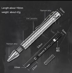 Portable EDC Pocket Outdoors Pen Solid TC4 Titanium Alloy Bolt Action Ball Pen 07FC0E-D4 - KOEEK