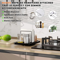 Rotating Napkin Holder for Table, Black Metal Holder Not Including Shakers