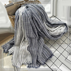 Cotton Linen Scarf Women Striped Shawls Headwaps Men's Scarf Muslim Head Scarves 07FC0E-D4 - KOEEK