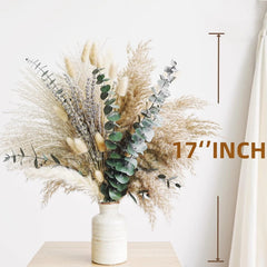 Green Pampas Grass Bohemian Bouquet -Lavender and Tree Trunk Flower Arrangement 07FC0E-D4 - KOEEK