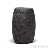 5.2cm Yixing Purple Clay Handcarved Dragon Phoenix Lid Saucer Tea Pet Ornament 07FC0E-D4 - KOEEK