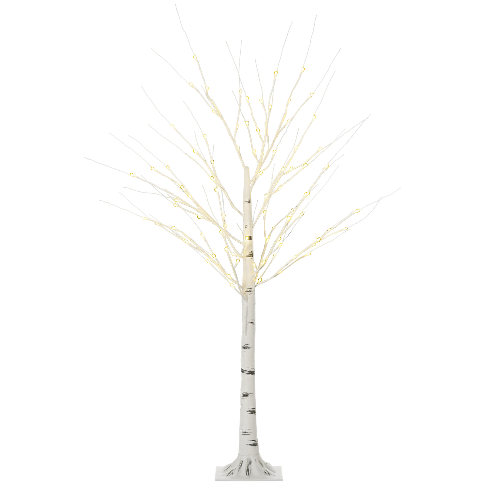 HOMCOM 5ft Artificial White Birch Tree Light w/ 96 Warm White Pre-Lit LED Light HOMCOM - KOEEK