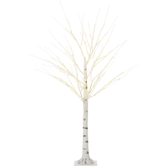 HOMCOM 5ft Artificial White Birch Tree Light w/ 96 Warm White Pre-Lit LED Light HOMCOM - KOEEK
