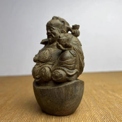 11cm Agarwood Ruyi Wealth God Figurine Wood Carving Feng Shui Home Shop Decor 07FC0E-D4 - KOEEK