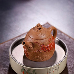 200ml Yixing Purple Clay Handcarved Dragon Qin Quan Tea Pot Tea Making Kettle 07FC0E-D4 - KOEEK
