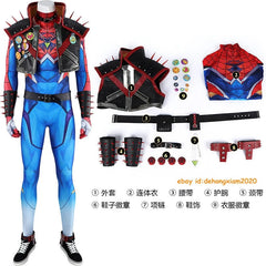 Marvel Rivals Spider-punk Costume Cosplay Jumpsuit Halloween Carnival Outfit 07FC0E-D4 - KOEEK