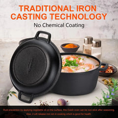 (2-in-1 pre-seasoned Dutch oven with lid for induction 5 qt) 07FC0E-D4 - KOEEK