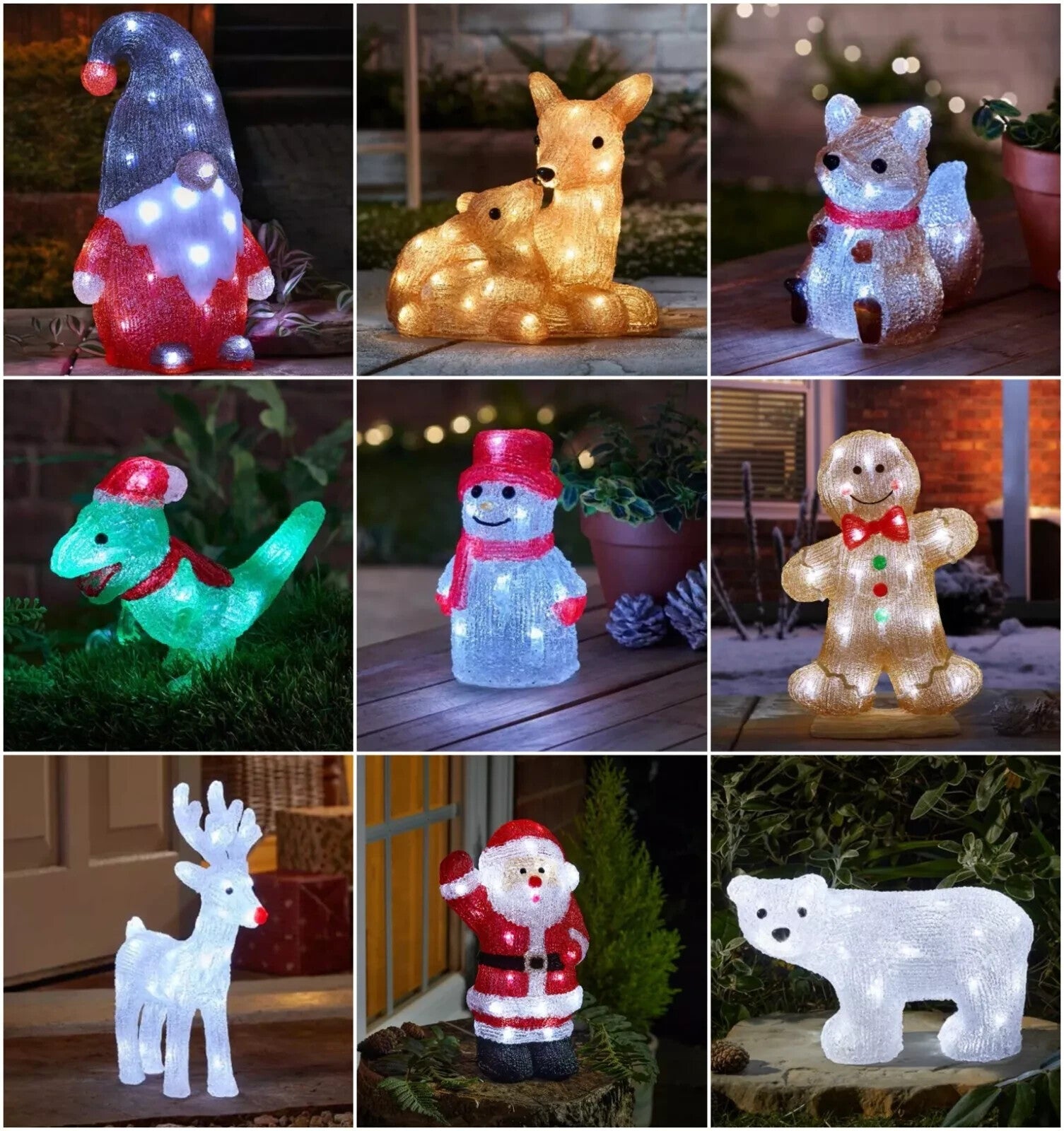 Christmas Acrylic Outdoor Decoration LED Light Up Festive Indoor Ornament Xmas 07FC0E-D4 - KOEEK