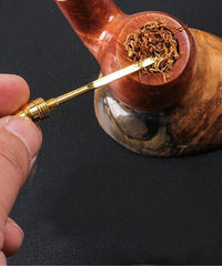 Metal 2 in 1 Carved Smoking Pipe Tamper Tobacco Tamping Pick Clean Multi Tool 07FC0E-D4 - KOEEK