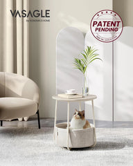 Small Nightstand with Fabric Basket, Modern Nightstand, Round Side Table 07FC0E-D4 - KOEEK