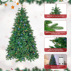 7.5FT Green Artificial Christmas Tree Holiday Season w/ LED Light Indoor Outdoor 07FC0E-D4 - KOEEK