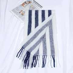 Unisex Striped Breathable Thin Scarf Flax Linen Tasseled Stole Neckerchief 07FC0E-D4 - KOEEK