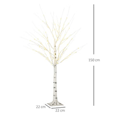 HOMCOM 5ft Artificial White Birch Tree Light w/ 96 Warm White Pre-Lit LED Light HOMCOM - KOEEK