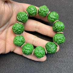 20mm Dragon Bead Bracelet Carved Dragon Year Buddhist Prayer Beads Jewelry 07FC0E-D4 - KOEEK