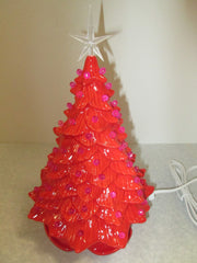 "Red Glazed Ceramic Christmas Tree" ly Made/ Extra Lights 07FC0E-D4 - KOEEK