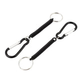 Carabiner Hook Elastic Spring Coil Strap Rope Keychain Black 5 Inch Long 2 Pcs 07FC0E-D4 - KOEEK