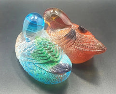 Pair Love Happiness Feng Shui Decor Chinese Liu Li Crystal Mandarin Ducks Statue 07FC0E-D4 - KOEEK