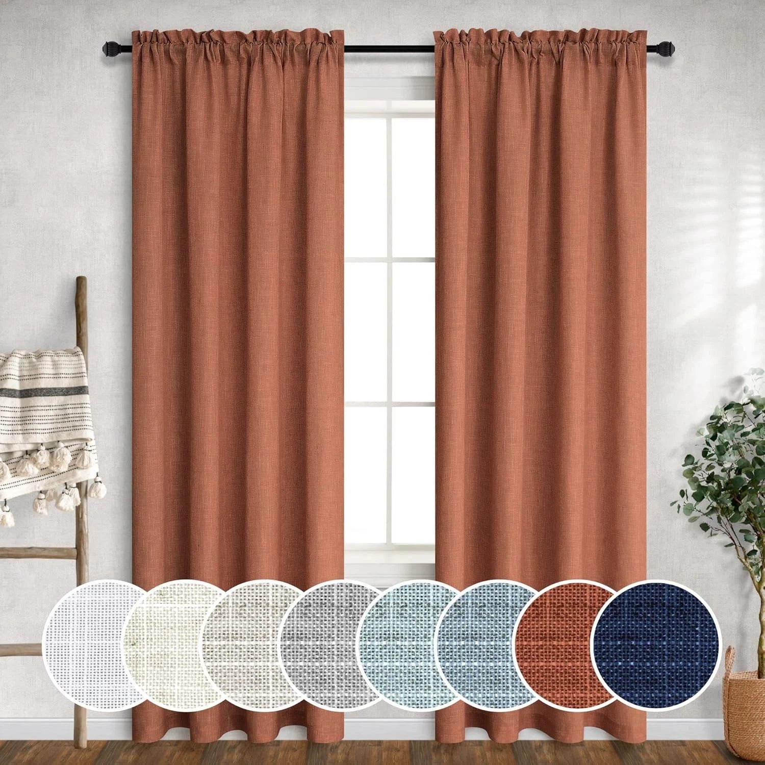 Terracotta curtains, 84 inches long, 2 panels, dimensions: 52 x 84 inches 07FC0E-D4 - KOEEK