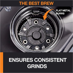 Precision Flat Burr Coffee Grinder, 12 Fineness of Grind Settings, Black 07FC0E-D4 - KOEEK