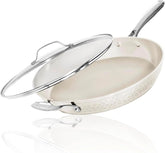 14-Inch Non-Stick Skillet with Lid,Non-Toxic Ceramic Skillet, Induction Cooktop 07FC0E-D4 - KOEEK