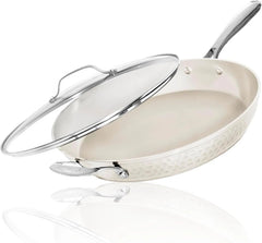 14-Inch Non-Stick Skillet with Lid,Non-Toxic Ceramic Skillet, Induction Cooktop 07FC0E-D4 - KOEEK