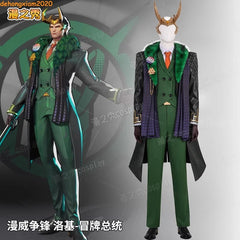 Marvel Rivals Loki Costume Outfit God of Lies Halloween Cosplay Shoes Headwear 07FC0E-D4 - KOEEK