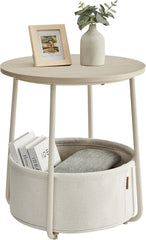 Small Nightstand with Fabric Basket, Modern Nightstand, Round Side Table 07FC0E-D4 - KOEEK
